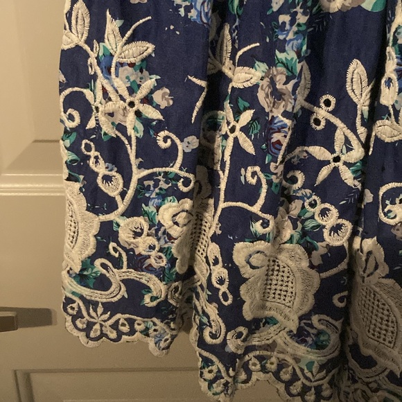 Boho Navy Blue Floral Front Knot Twist Dress| Here come the Sun Sz 8 - Picture 8 of 16